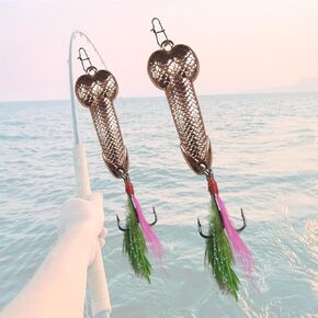 Fishing Gifts for Men, Funny Fishing Bass Lure, Metal Glitter Fishing Hook with Feathers, Suitable for Freshwater and Saltwater, 2Pcs