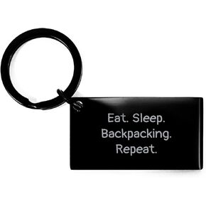 Backpacking Fun Enthusiasts Gifts from Friends to Men for Christmas - Eat. Sleep. Backpacking. Repeat. Keychain