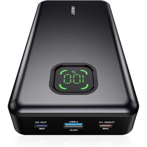 65W Power Bank, 25000mAh Travel Essential USB C Laptop Portable Charger, 100W Total Fast Charging Battery Pack for MacBook Dell XPS iPad Tablet Steam Deck iPhone 16/15 Series Samsung Switch and More