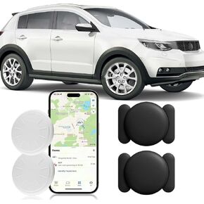 Hidden GPS Tracking Devices, 2PCS Real Time GPS Tracker Work with Find My (iOS Only), Hidden Car GPS Tracker with Magnetic Waterproof Case, No Monthly Fee Car Tracker, Black -32511