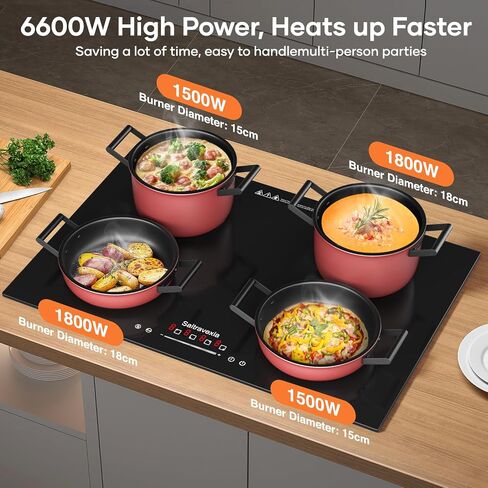 Portable Induction Cooktop, 1200W Induction Burner with 8 Power levels, 110v Outlet Plug with Glass Surface, Safety Lock Timer Countertop Burner in Saudi Arabia