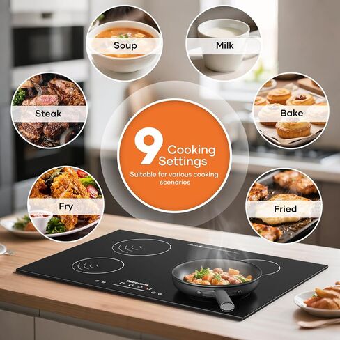 Portable Induction Cooktop, 1200W Induction Burner with 8 Power levels, 110v Outlet Plug with Glass Surface, Safety Lock Timer Countertop Burner in Saudi Arabia