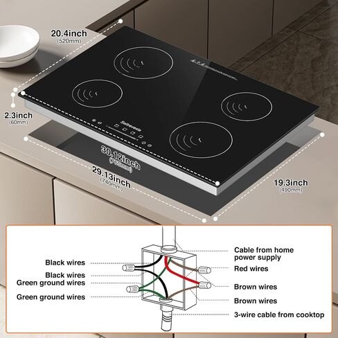 Portable Induction Cooktop, 1200W Induction Burner with 8 Power levels, 110v Outlet Plug with Glass Surface, Safety Lock Timer Countertop Burner in Saudi Arabia