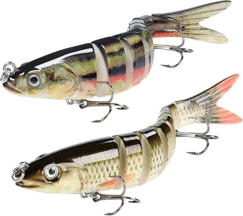 Fishing Lure Multi Jointed Swimbait with Sharp Treble Hooks, Freshwater and Saltwater Top Water Bass for Trout Crappie Walleye Pike Bluegill Salmon Lifelike Slow Sinking Fish Bait Kit in Saudi Arabia