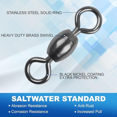 Fishing Barrel Swivel 100pcs Swivels Fishing Tackle Fishing Crane Swivels Stainless Steel High Strength Barrel with Solid Ring Fishing Line Connector for Saltwater Freshwater 30LB-96LB in Saudi Arabia
