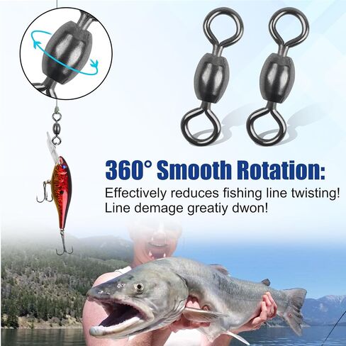 Fishing Barrel Swivel 100pcs Swivels Fishing Tackle Fishing Crane Swivels Stainless Steel High Strength Barrel with Solid Ring Fishing Line Connector for Saltwater Freshwater 30LB-96LB in Saudi Arabia