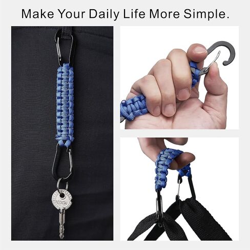 سلسلة مفاتيح Paracord مع مقاطع Carabiner 3 حزمة ، Carabiner الصغيرة مقطع D Ring Lanyard Hooker Hook لزجاجة المياه ، مثالية للمشي في الهواء الطلق ، وصيد الأسماك ، والتخييم أو كمنظم رئيسي للرجال in Kuwait