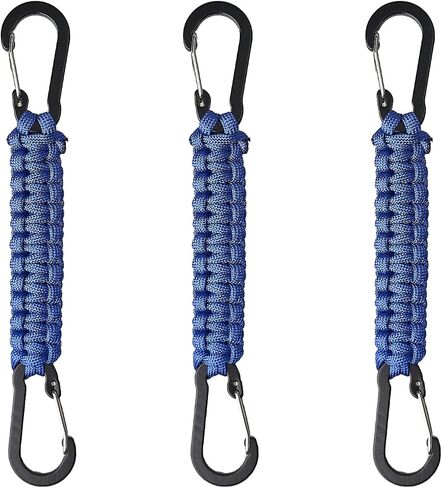 سلسلة مفاتيح Paracord مع مقاطع Carabiner 3 حزمة ، Carabiner الصغيرة مقطع D Ring Lanyard Hooker Hook لزجاجة المياه ، مثالية للمشي في الهواء الطلق ، وصيد الأسماك ، والتخييم أو كمنظم رئيسي للرجال in Kuwait