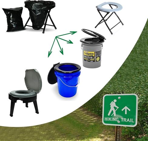 Double-Bag Carry-Out Toilet Waste Bags and Toilet Liner Bags, Reclosable Outer Bag, Black Opaque, Zip Seal, Leak-Proof, Odor-Free, in Convenient Carry Case in Saudi Arabia