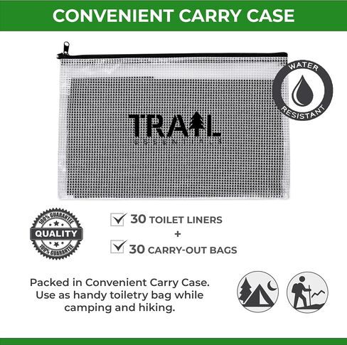 Double-Bag Carry-Out Toilet Waste Bags and Toilet Liner Bags, Reclosable Outer Bag, Black Opaque, Zip Seal, Leak-Proof, Odor-Free, in Convenient Carry Case in Saudi Arabia