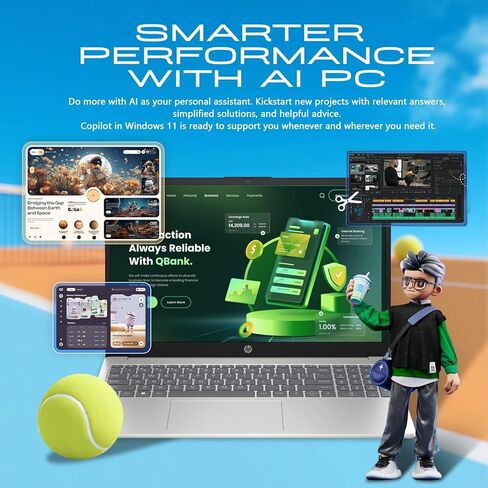 HP 15.6 Touchscreen Laptop Computer for Business & Student, w/Office Lifetime, Intel 13th Gen Core i3(Up to 4.5GHz), HD Touch Display, 64GB RAM, 2TB SSD, AI Copilot, Win 11 Pro, External DVD Drive in Kuwait