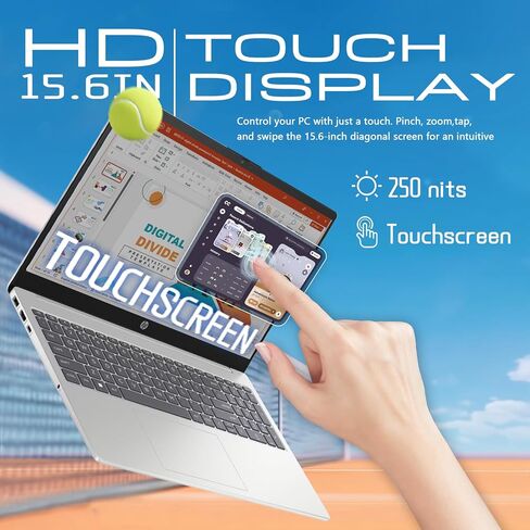 HP 15.6 Touchscreen Laptop Computer for Business & Student, w/Office Lifetime, Intel 13th Gen Core i3(Up to 4.5GHz), HD Touch Display, 64GB RAM, 2TB SSD, AI Copilot, Win 11 Pro, External DVD Drive in Kuwait