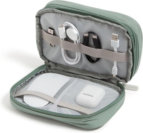 U Dual Zip Canvas Tech Organizer Pouch ، 7.8 "× 5" منظم الحمل ، وملحقات الكمبيوتر ، وهدايا السفر ، وهدايا السفر للرجال الذين لديهم كل شيء ، والالكترونيات in Kuwait