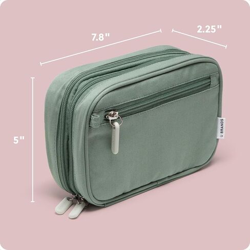 U Dual Zip Canvas Tech Organizer Pouch ، 7.8 "× 5" منظم الحمل ، وملحقات الكمبيوتر ، وهدايا السفر ، وهدايا السفر للرجال الذين لديهم كل شيء ، والالكترونيات in Kuwait