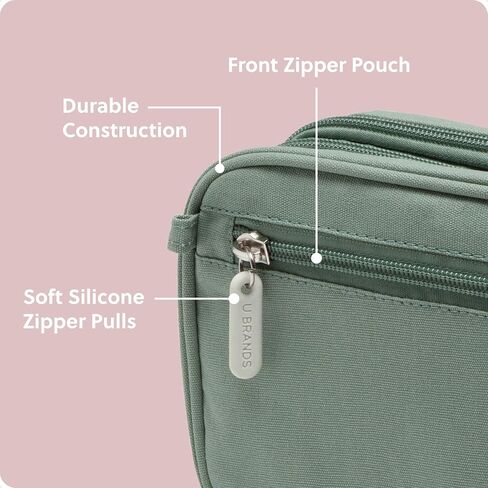 U Dual Zip Canvas Tech Organizer Pouch ، 7.8 "× 5" منظم الحمل ، وملحقات الكمبيوتر ، وهدايا السفر ، وهدايا السفر للرجال الذين لديهم كل شيء ، والالكترونيات in Kuwait