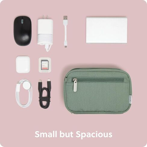 U Dual Zip Canvas Tech Organizer Pouch ، 7.8 "× 5" منظم الحمل ، وملحقات الكمبيوتر ، وهدايا السفر ، وهدايا السفر للرجال الذين لديهم كل شيء ، والالكترونيات in Kuwait