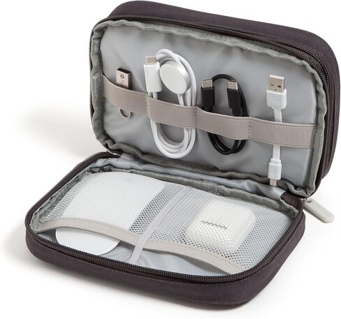 U Dual Zip Canvas Tech Organizer Pouch ، 7.8 "× 5" منظم الحمل ، وملحقات الكمبيوتر ، وهدايا السفر ، وهدايا السفر للرجال الذين لديهم كل شيء ، والالكترونيات in Kuwait