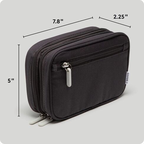 U Dual Zip Canvas Tech Organizer Pouch ، 7.8 "× 5" منظم الحمل ، وملحقات الكمبيوتر ، وهدايا السفر ، وهدايا السفر للرجال الذين لديهم كل شيء ، والالكترونيات in Kuwait