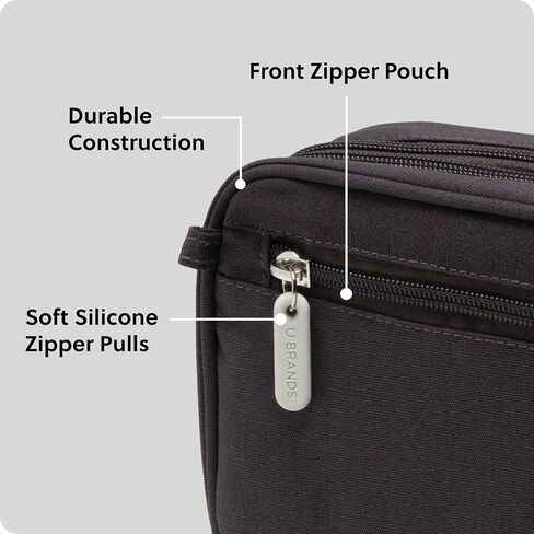 U Dual Zip Canvas Tech Organizer Pouch ، 7.8 "× 5" منظم الحمل ، وملحقات الكمبيوتر ، وهدايا السفر ، وهدايا السفر للرجال الذين لديهم كل شيء ، والالكترونيات in Kuwait
