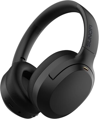 Hybrid Active Noise Cancelling Headphones, Wireless Over Ear Bluetooth Headphones with Mic, 40H Playtime, Hi-Res Audio, Deep Bass, Foldable Comfort Fit Ear Cups for Travel, Office, Home (Black) in Saudi Arabia