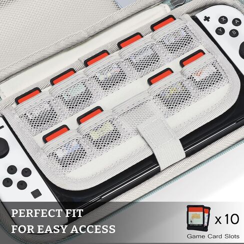 حقيبة حمل محمولة للمفتاح من PALPOW متوافقة مع Switch/OLED/Lite، مع 10 فتحات لبطاقات الألعاب وتخزين الملحقات - أحمر in Saudi Arabia