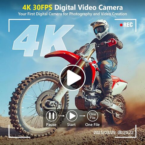 4K Digital Camera for Photography Autofocus, Upgraded 64MP WiFi Vlogging Camera for YouTube with 3" 180° Flip Screen, 16X Zoom, Compact Travel Cameras for Beginners with 32GB Card, 2 Batteries, Black in Saudi Arabia