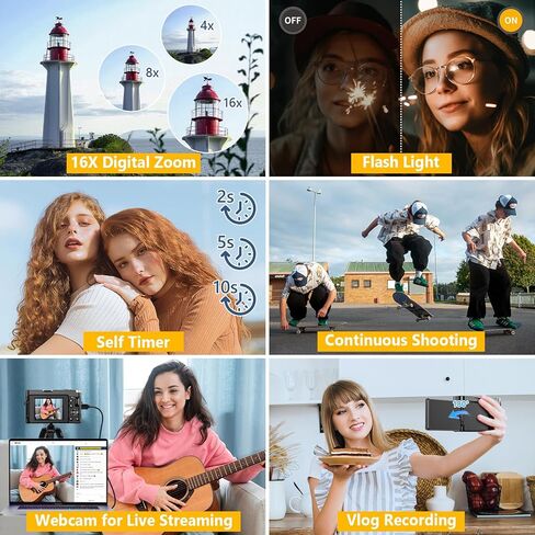 4K Digital Camera for Photography Autofocus, Upgraded 64MP WiFi Vlogging Camera for YouTube with 3" 180° Flip Screen, 16X Zoom, Compact Travel Cameras for Beginners with 32GB Card, 2 Batteries, Black in Saudi Arabia