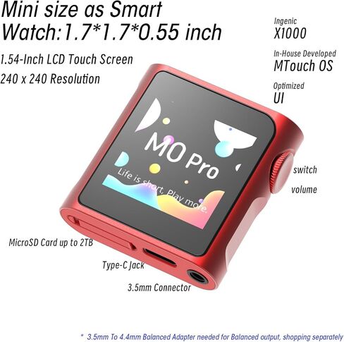 Shanling M0 Pro 1.7 * 1.7inch 2in1 MINI MP3 Player/Headphone DAC/AMP/Bluetooth/APP Control ، شاشة لمشغل الصوت الرقمي HD ، الدعم إلى 2 تيرابايت ، جابس USB Type-C 3.5mm ، Konb in Saudi Arabia