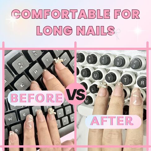 Keyboard Stickers for Long Nails, Adhesive Reusable Protective Raised Silicone Caps Covers for Typing Gaming on Desktop 72 PCS (White) in Saudi Arabia
