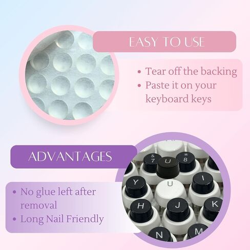 Keyboard Stickers for Long Nails, Adhesive Reusable Protective Raised Silicone Caps Covers for Typing Gaming on Desktop 72 PCS (White) in Saudi Arabia