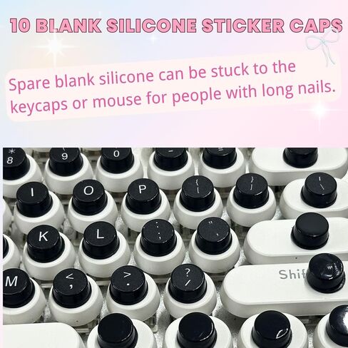 Keyboard Stickers for Long Nails, Adhesive Reusable Protective Raised Silicone Caps Covers for Typing Gaming on Desktop 72 PCS (White) in Saudi Arabia