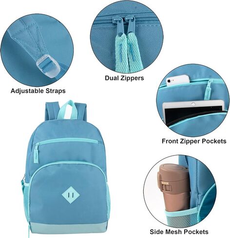 Trail maker 24 pack Classic Backpacks in Bulk Wholesale Backpacks with Side Pocket, Mesh Pocket for Homeless Adults, Donation (Male Colors Pack) in Saudi Arabia