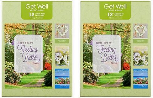 IG98641-RE Religious Get Well Soon Card Set with Envelopes, 12 Cards, 4.75'' W x 6.5'' H, Floral and Landscape Photography in Saudi Arabia
