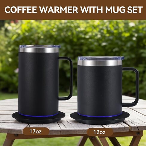 مجموعة USB Cup Warme ، 8/18 القدح القهوة الكهربائية من الفولاذ المقاوم للصدأ مع إغلاق 10h السيارات ، القدح التدفئة الذاتي للمكتب 17oz-Black in Kuwait