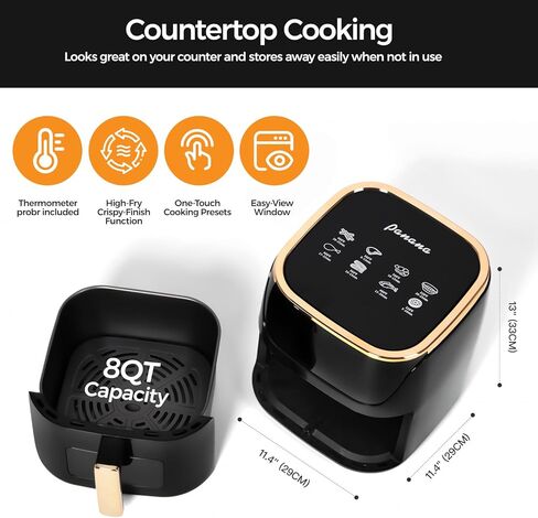 Panana Air Fryer, 8QT Large Capacity Air Fryer, Oilless Healty Cooker Air Fryer Oven with 8 Presets, 1500W Air Fryer for Quick Meal, Home Use (B-NEW) in Kuwait