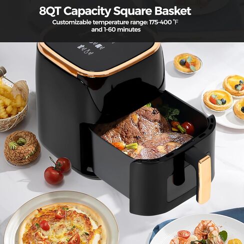 Panana Air Fryer, 8QT Large Capacity Air Fryer, Oilless Healty Cooker Air Fryer Oven with 8 Presets, 1500W Air Fryer for Quick Meal, Home Use (B-NEW) in Kuwait