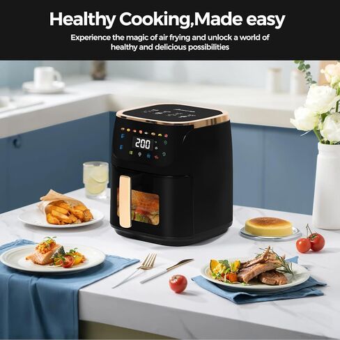 Panana Air Fryer, 8QT Large Capacity Air Fryer, Oilless Healty Cooker Air Fryer Oven with 8 Presets, 1500W Air Fryer for Quick Meal, Home Use (B-NEW) in Kuwait