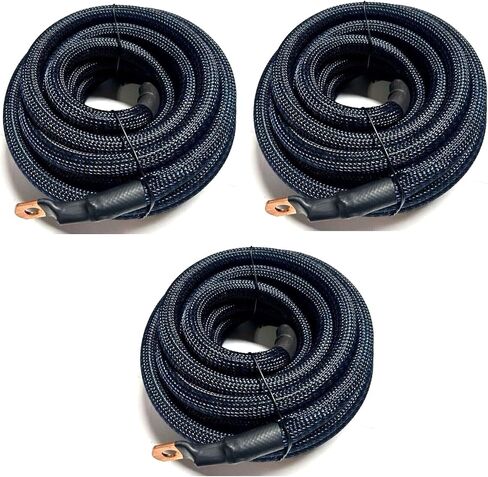 Big 3 Upgraded Custom 4 AWG Gauge Copper Snakeskin Braided Sleeving Cable Alternator Wire (Black/Blue) in Saudi Arabia
