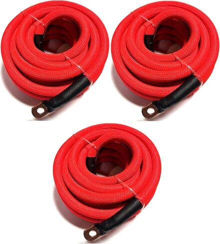 Big 3 Upgraded Custom 4 AWG Gauge Copper Snakeskin Braided Sleeving Cable Alternator Wire (Black/Blue) in Saudi Arabia