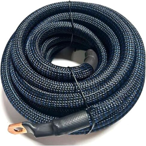 Big 3 Upgraded Custom 4 AWG Gauge Copper Snakeskin Braided Sleeving Cable Alternator Wire (Black/Blue) in Saudi Arabia