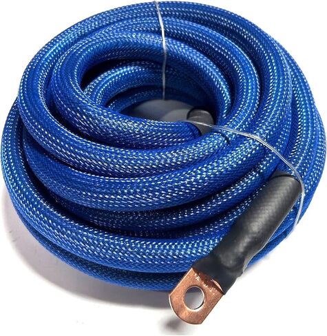 Big 3 Upgraded Custom 4 AWG Gauge Copper Snakeskin Braided Sleeving Cable Alternator Wire (Black/Blue) in Saudi Arabia