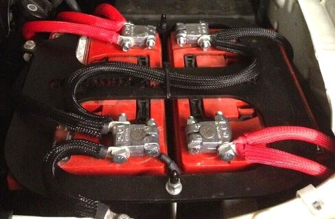 Big 3 Upgraded Custom 4 AWG Gauge Copper Snakeskin Braided Sleeving Cable Alternator Wire (Black/Blue) in Saudi Arabia