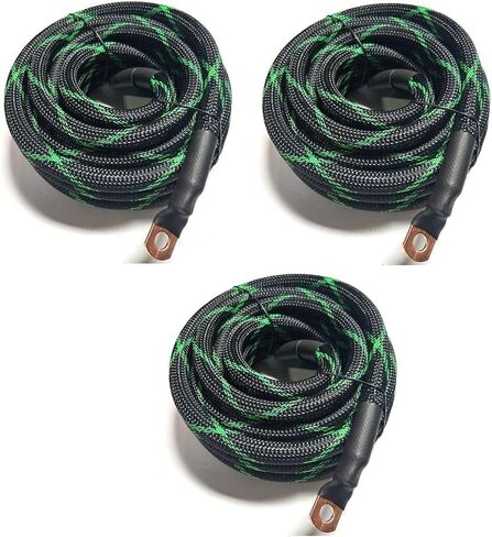 Big 3 Upgraded Custom 4 AWG Gauge Copper Snakeskin Braided Sleeving Cable Alternator Wire (Black/Blue) in Saudi Arabia