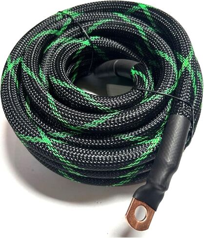 Big 3 Upgraded Custom 4 AWG Gauge Copper Snakeskin Braided Sleeving Cable Alternator Wire (Black/Blue) in Saudi Arabia