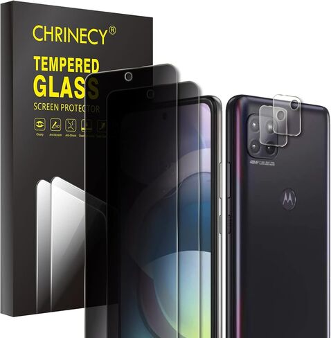 CHRINECY [4 Pack] 2Pack Privacy Screen Protector Compatible for Motorola Moto G Stylus 5G 2022 with 2Pack Camera Lens Protector, 9H Hardness,Anti Spy Anti Peeping Tempered Glass Screen Protector in Kuwait