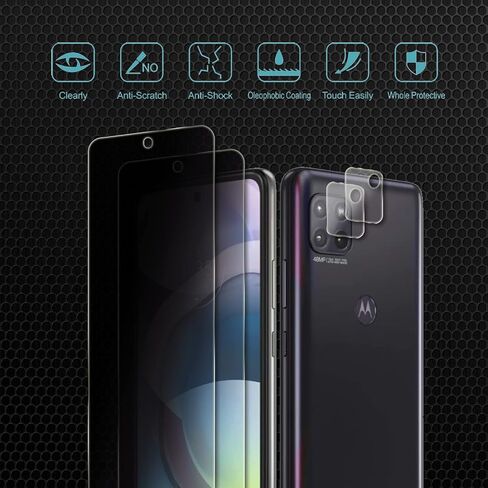 CHRINECY [4 Pack] 2Pack Privacy Screen Protector Compatible for Motorola Moto G Stylus 5G 2022 with 2Pack Camera Lens Protector, 9H Hardness,Anti Spy Anti Peeping Tempered Glass Screen Protector in Kuwait