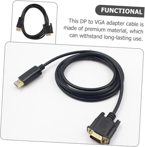 Displayport to Vga Cable Reliable Connector for Projector and Desktop Monitor Secure Latch Design Easy to Use for Extended Desktop Mirrored Display Setup in Saudi Arabia