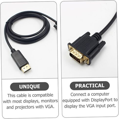 Displayport to Vga Cable Reliable Connector for Projector and Desktop Monitor Secure Latch Design Easy to Use for Extended Desktop Mirrored Display Setup in Saudi Arabia