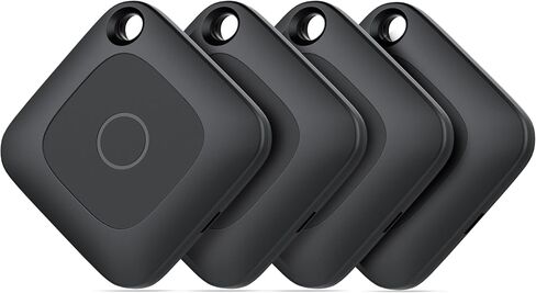 Hoxe Air Tracker Tags 4-Pack, Key Finder Works with Find My App (iOS Only), Bluetooth Tracker Tag for Keys, Luggage, Suitcases and Pets, Loud Beep, Worldwide Tracking, Replaceable Battery in Saudi Arabia