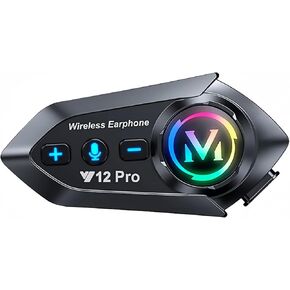 Motorcycle Helmet Headset Speakers Headphones with 2 Way Intercom 550 Yards,HiFi Sound,Noise Cancellation,Music Share,FM,Easy to Connect/Use,IP56 Waterproof,Voice Assistant